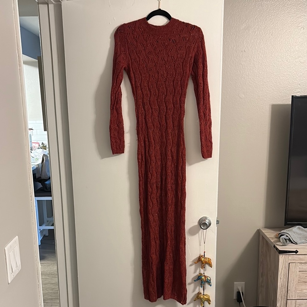 Gypsy Rust Long Sleeve Knit sweater Dress
